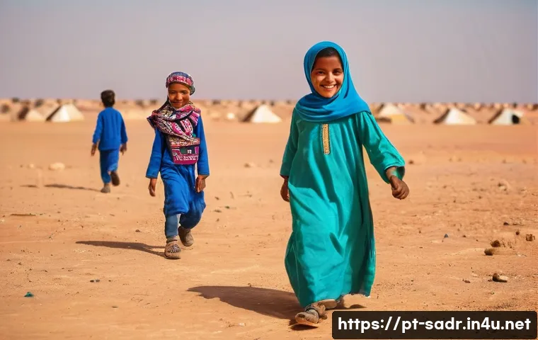 사하라 아랍 민주 공화국 독립 승인 국가 목록 - **Prompt:** "A vibrant and moving scene inside a Sahrawi refugee camp, capturing the daily life and ...