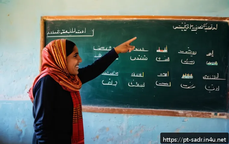 사하라 아랍 민주 공화국에서 사용되는 스페인어 - A vibrant classroom scene in a Saharawi refugee camp, showing diverse Saharawi children and teenager...